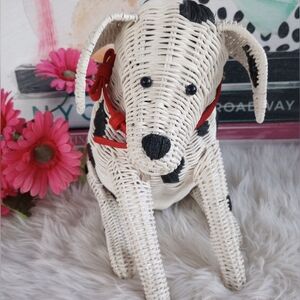 Kate Spade Rose Colored Glasses Wicker Dalmatian Dog Novelty Bag